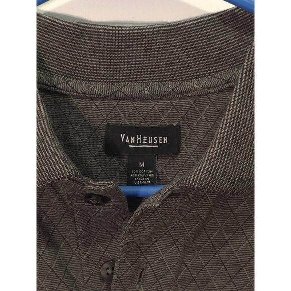 Van Heusen Men's Diamond Pattern Polo Shirt Size M Dk Green/Gray - Picture 3 of 5